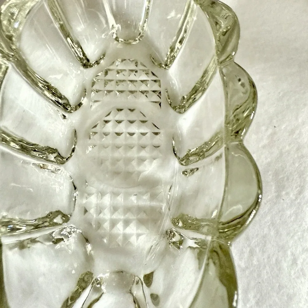 MCM‎ Princess House Vintage Spoon Holder with Slot Ribbed Thick Clear Glass